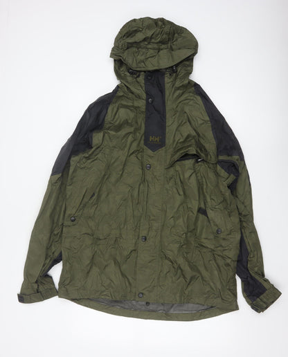 Helly Hansen Men's Green M Hooded Waterproof Rain Jacket Outdoor