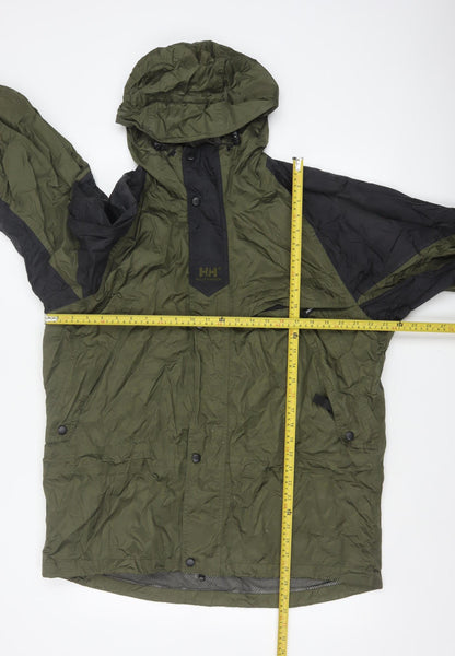 Helly Hansen Men's Green M Hooded Waterproof Rain Jacket Outdoor