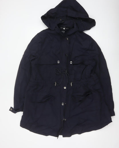 Hobbs Women Blue UK 18 Hooded Parka Coat Cotton Blend