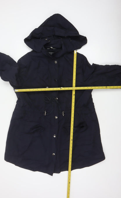 Hobbs Women Blue UK 18 Hooded Parka Coat Cotton Blend