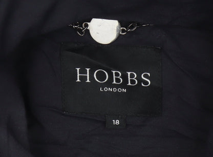 Hobbs Women Blue UK 18 Hooded Parka Coat Cotton Blend