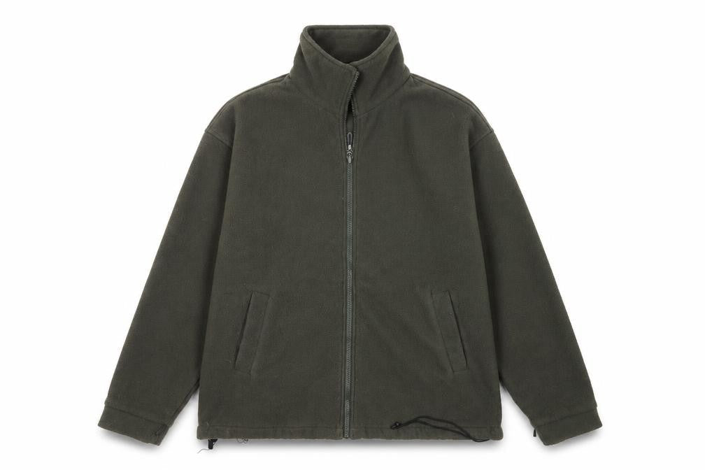 Front view of Outdoorscene Men’s Green M Fleece Full Zip Outdoor Jacket 38-40in