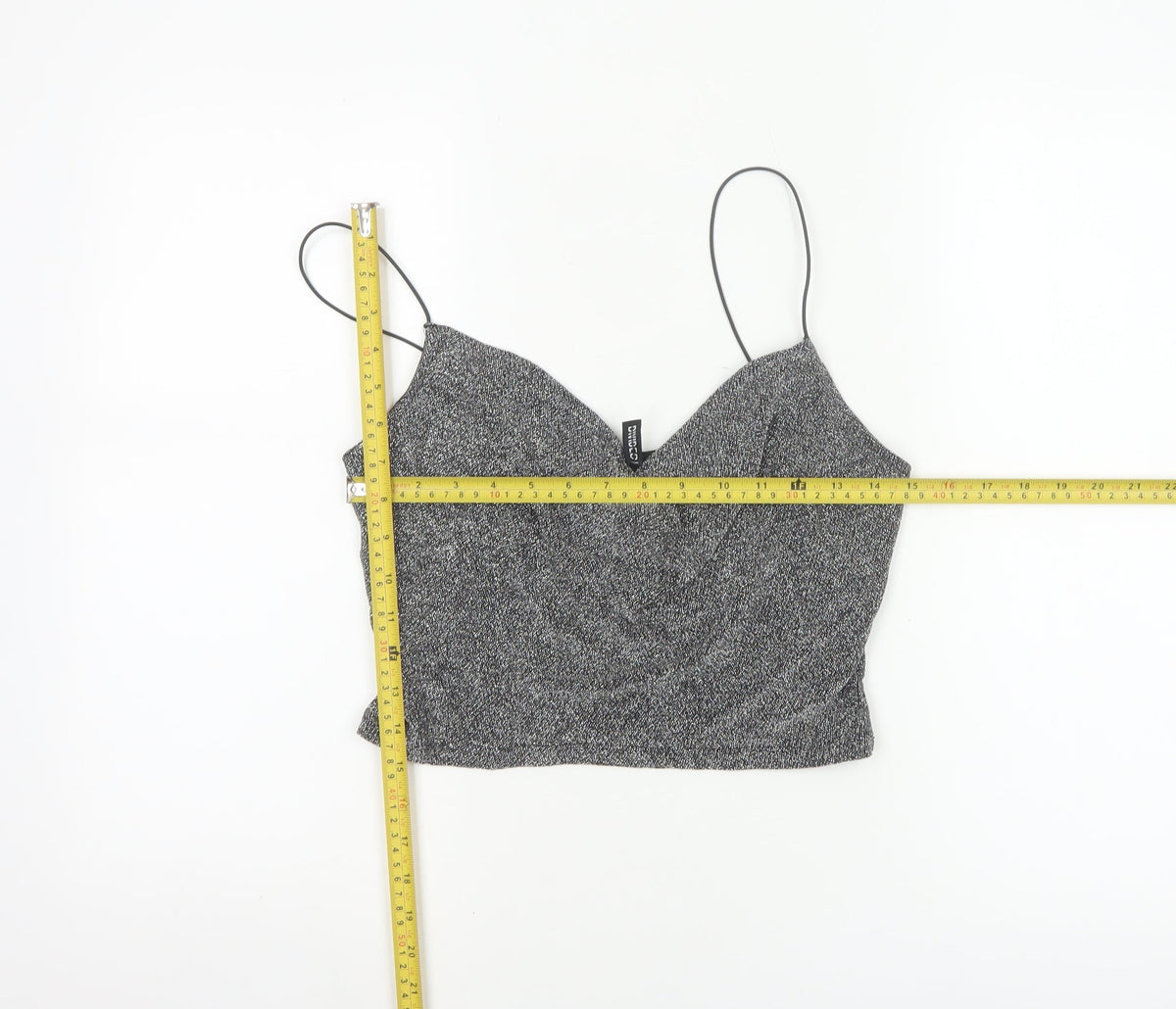 H&M Divided Women Silver Glitter Camisole Tank Top M V-Neck