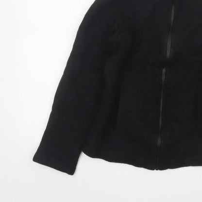 Engel Women’s Black Wool Fleece Zip Jacket UK 8 Short Outdoor