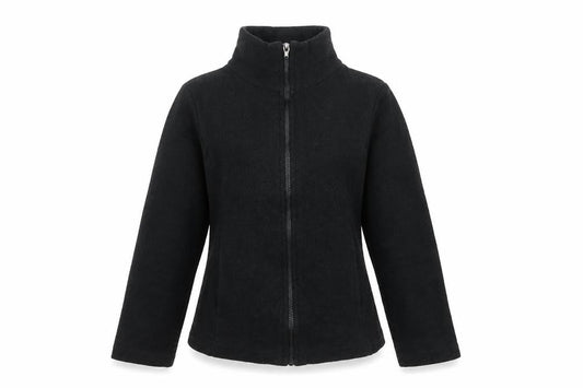 Engel Women’s Black Wool Fleece Zip Jacket UK 8 Short Outdoor