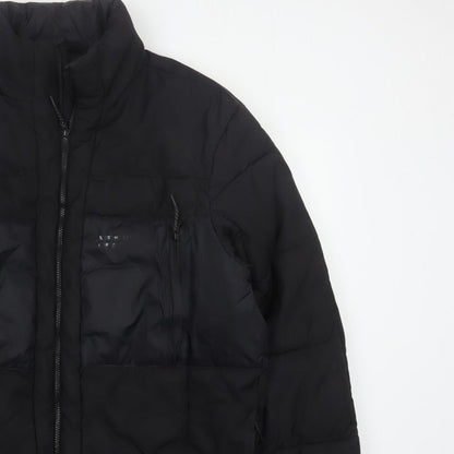 H&M Men’s Black L Quilted Puffer Jacket Full Zip Insulated