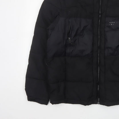 H&M Men’s Black L Quilted Puffer Jacket Full Zip Insulated