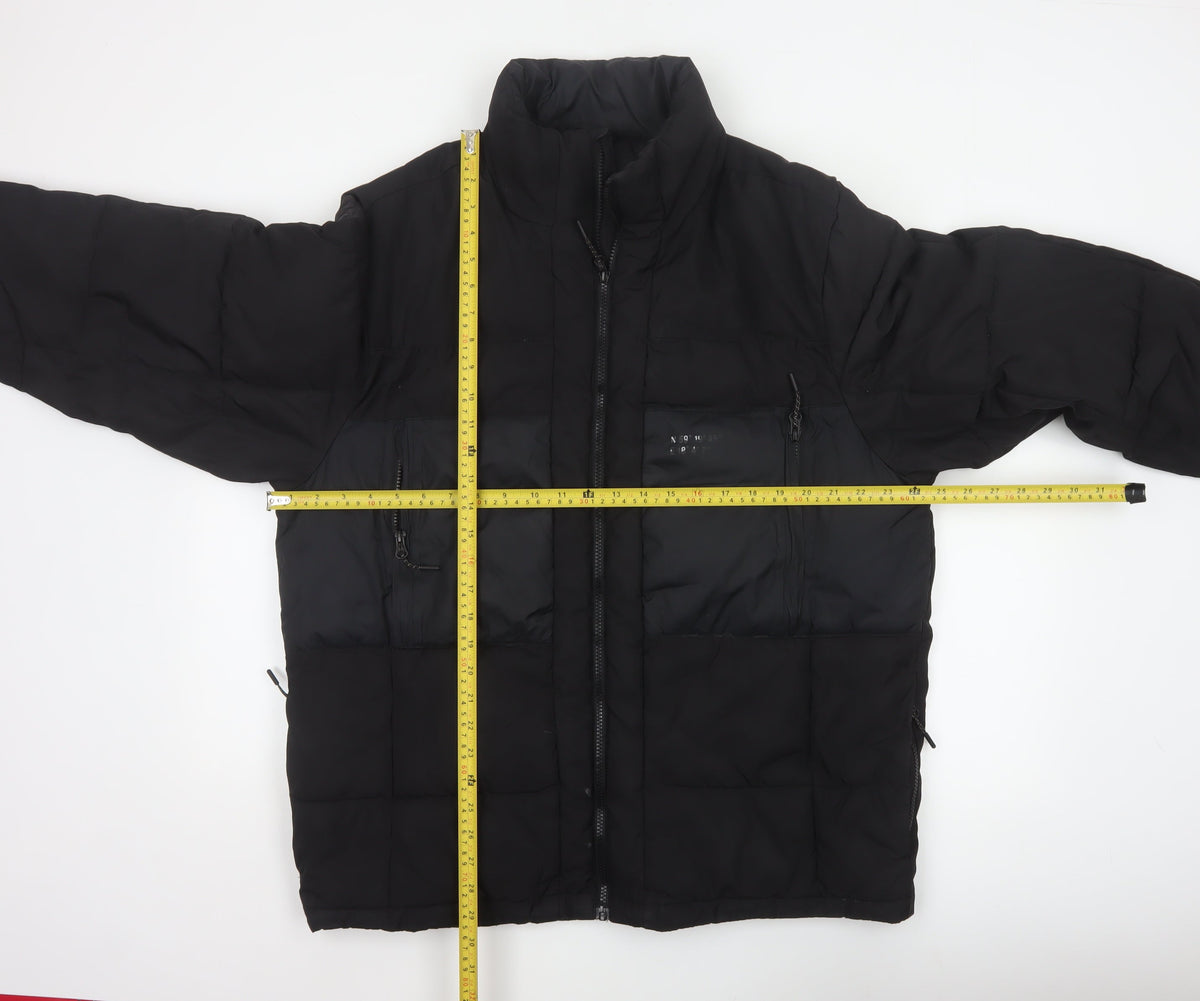 H&M Men’s Black L Quilted Puffer Jacket Full Zip Insulated