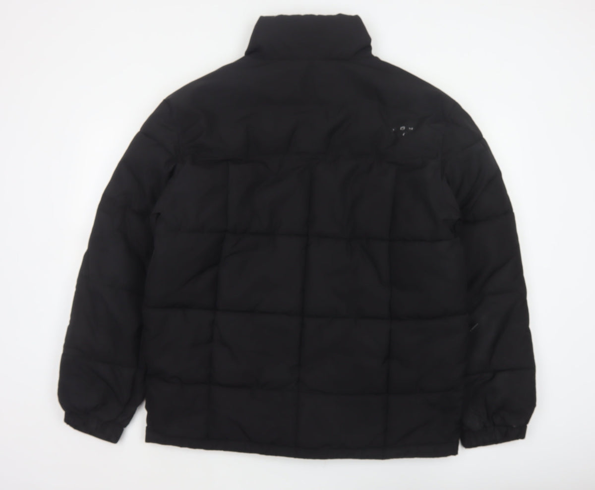 H&M Men’s Black L Quilted Puffer Jacket Full Zip Insulated