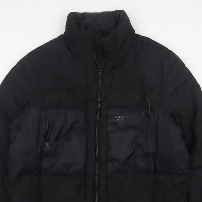 H&M Men’s Black L Quilted Puffer Jacket Full Zip Insulated