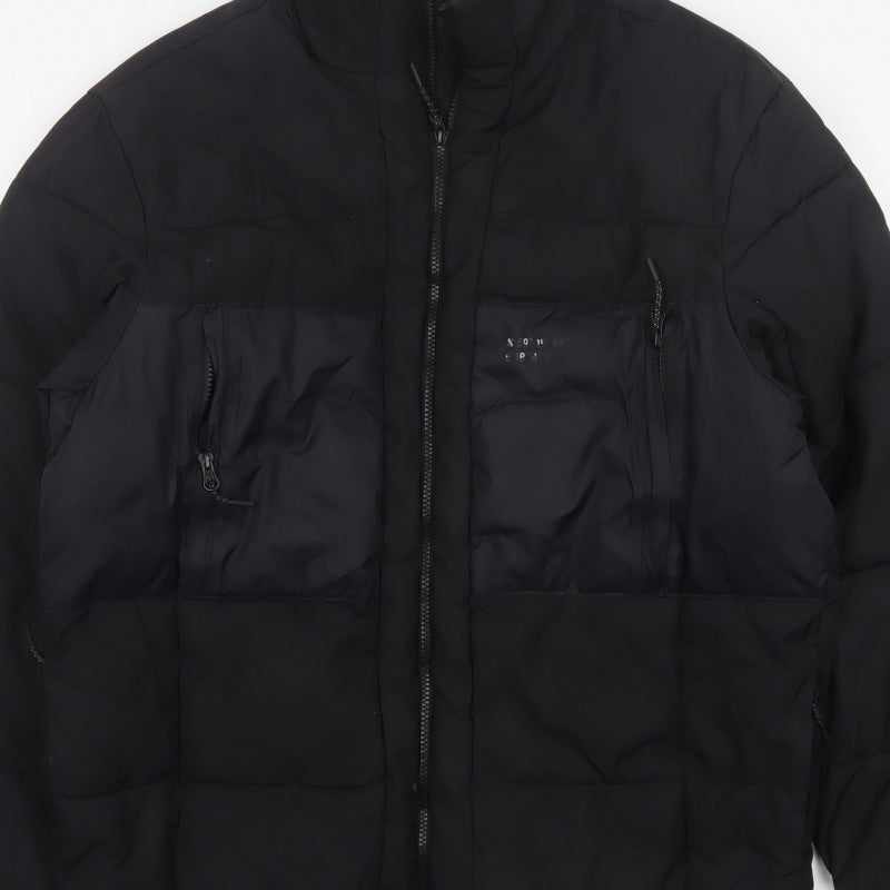 H&M Men’s Black L Quilted Puffer Jacket Full Zip Insulated