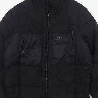 H&M Men’s Black L Quilted Puffer Jacket Full Zip Insulated