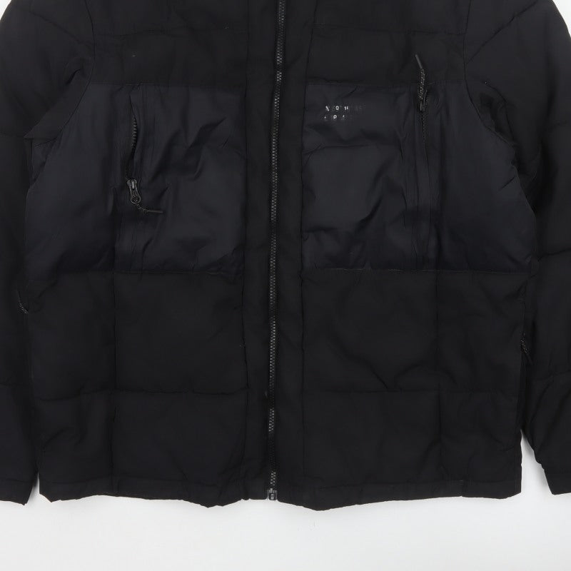 H&M Men’s Black L Quilted Puffer Jacket Full Zip Insulated