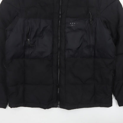 H&M Men’s Black L Quilted Puffer Jacket Full Zip Insulated