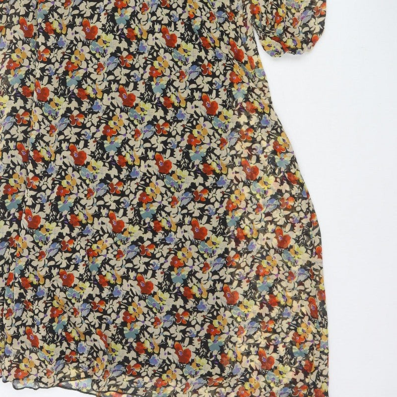 Next Women's Multicoloured Floral UK 8 Midi Fit & Flare Chiffon Dress