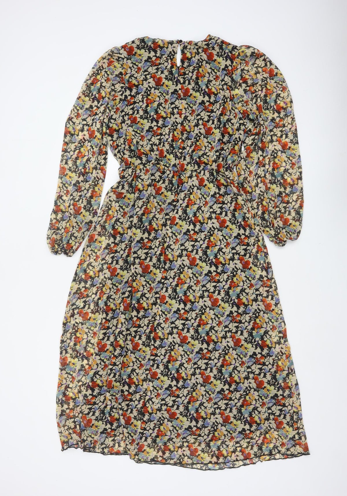 Next Women's Multicoloured Floral UK 8 Midi Fit & Flare Chiffon Dress