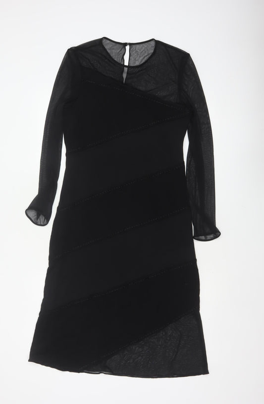 After Six Women Black UK 10 Long Sheath Formal Sheer Sleeve Dress