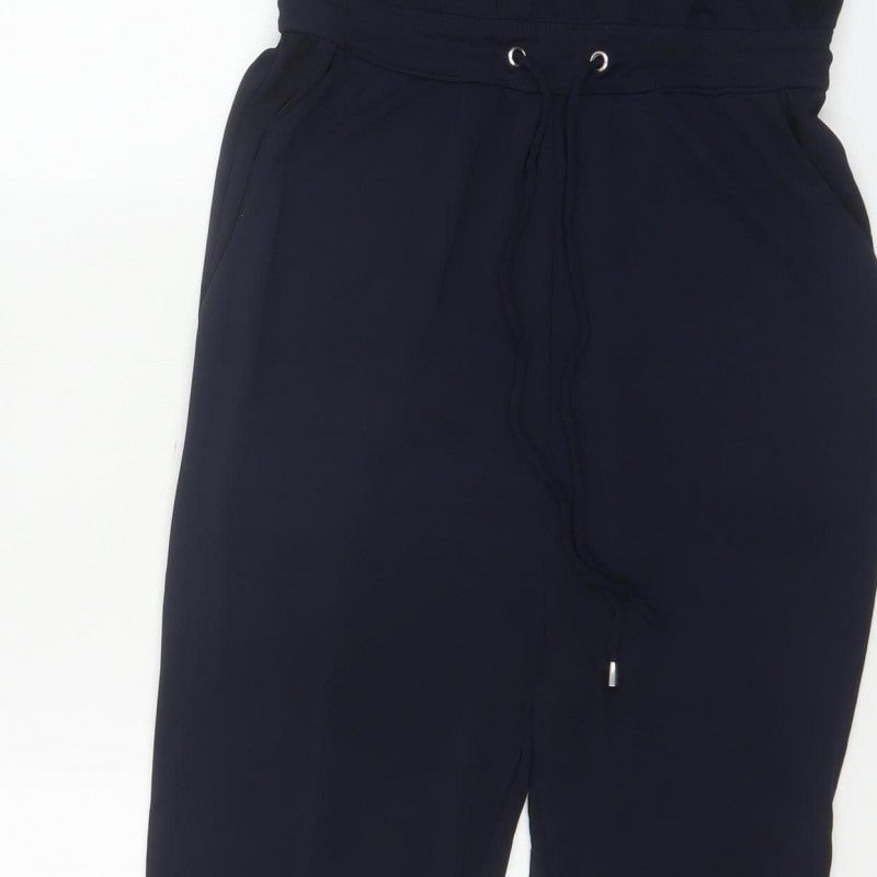 H&M Women Black XS Sleeveless Tapered Drawstring Jumpsuit