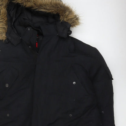 Next Men’s Black XL Hooded Faux Fur Trim Down Parka Coat