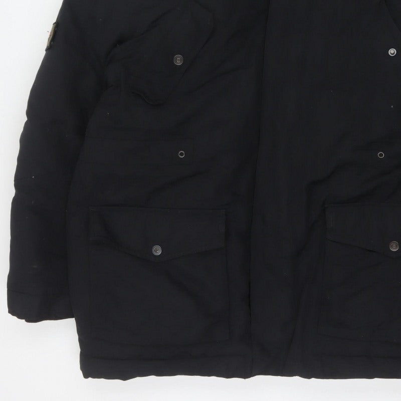 Next Men’s Black XL Hooded Faux Fur Trim Down Parka Coat