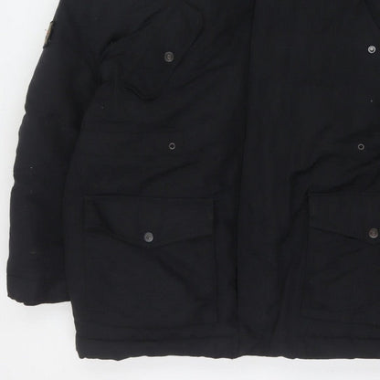 Next Men’s Black XL Hooded Faux Fur Trim Down Parka Coat