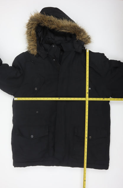Next Men’s Black XL Hooded Faux Fur Trim Down Parka Coat