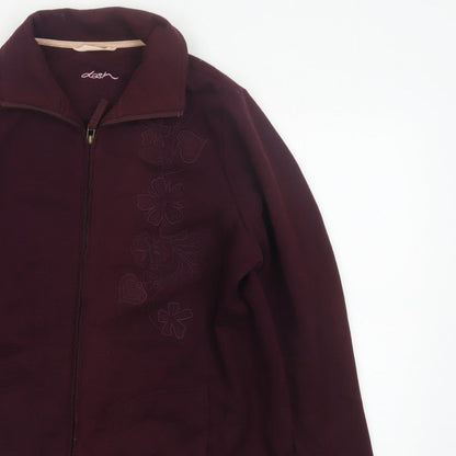 Dash Women Purple UK 18 Floral Embroidered Full Zip Jacket