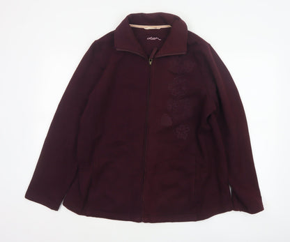 Dash Women Purple UK 18 Floral Embroidered Full Zip Jacket