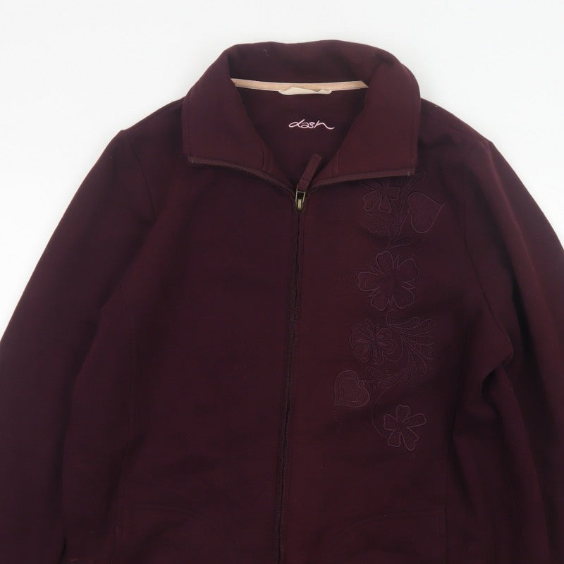 Dash Women Purple UK 18 Floral Embroidered Full Zip Jacket