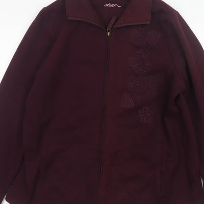 Dash Women Purple UK 18 Floral Embroidered Full Zip Jacket