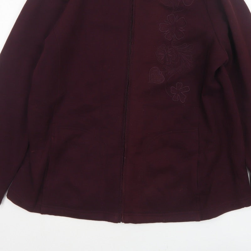 Dash Women Purple UK 18 Floral Embroidered Full Zip Jacket