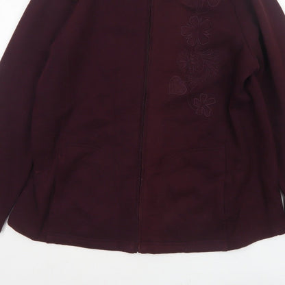 Dash Women Purple UK 18 Floral Embroidered Full Zip Jacket