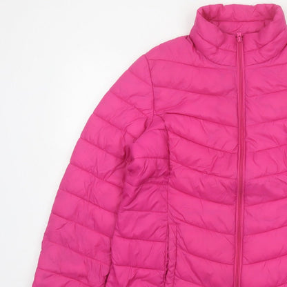 George Women Pink Size 16 Quilted Puffer Jacket Zip