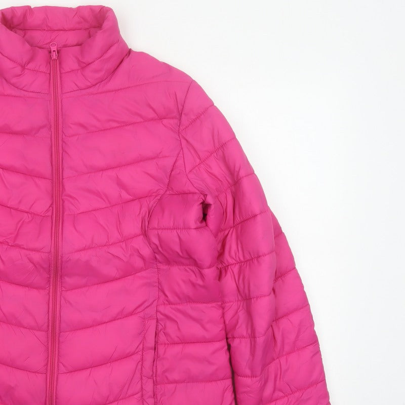 George Women Pink Size 16 Quilted Puffer Jacket Zip