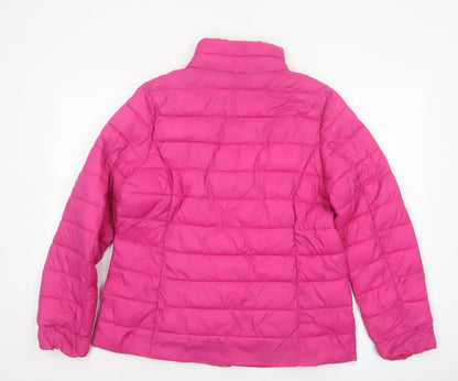 George Women Pink Size 16 Quilted Puffer Jacket Zip