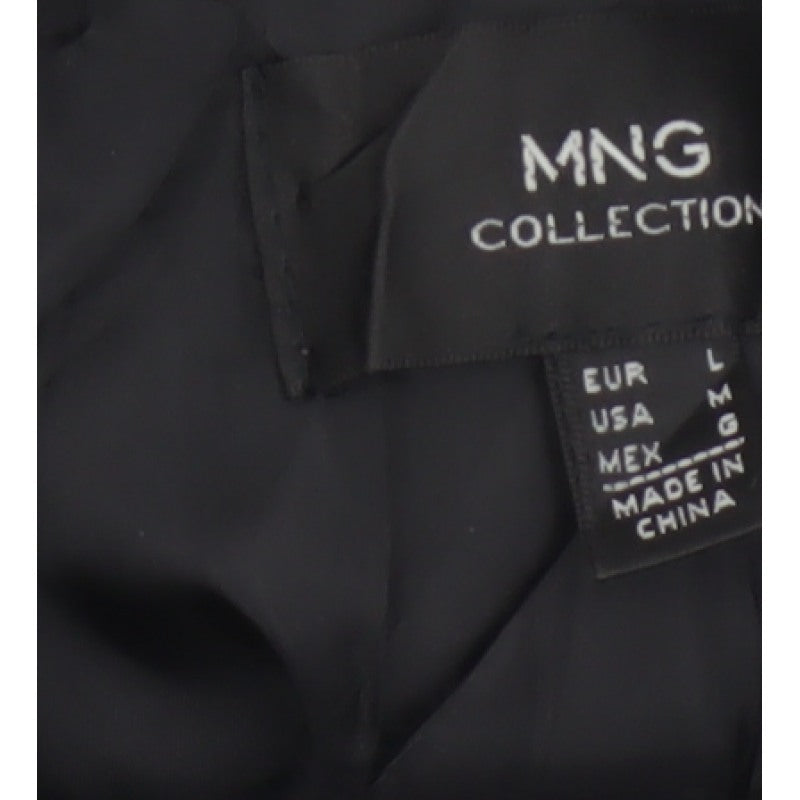 Mango Women Black Size L Quilted Faux Leather Button Jacket