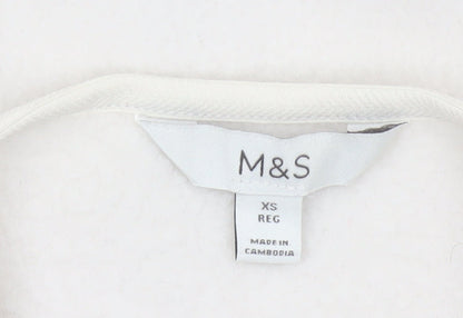 Marks and Spencer Women Ivory XS Fleece Full Zip Basic Jacket