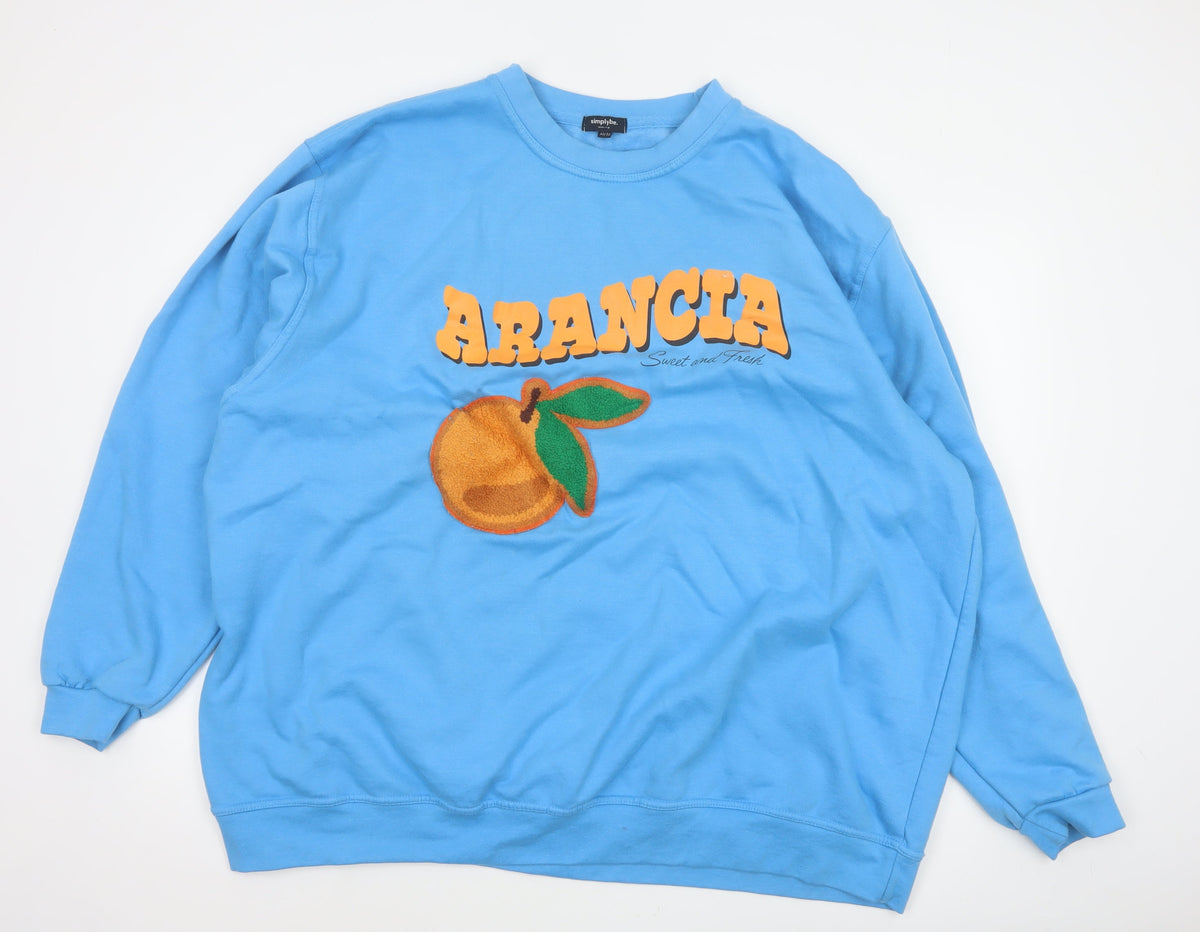 Simply Be Women's Blue Size 30 Arancia Graphic Pullover Sweatshirt