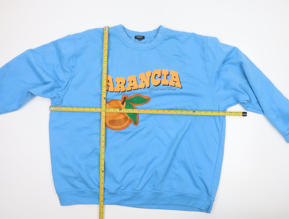 Simply Be Women's Blue Size 30 Arancia Graphic Pullover Sweatshirt