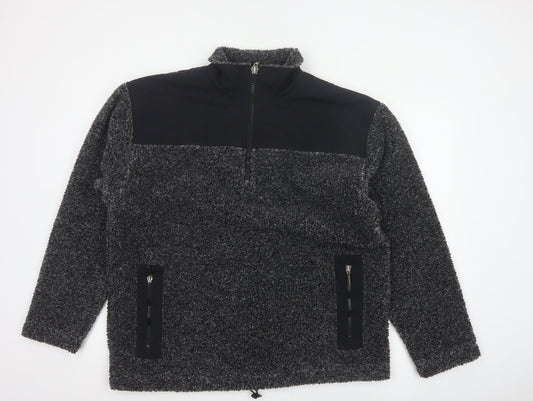 Back view of Mississippi Blue Men’s Grey L 1/4 Zip Borg Fleece Pullover Sweatshirt
