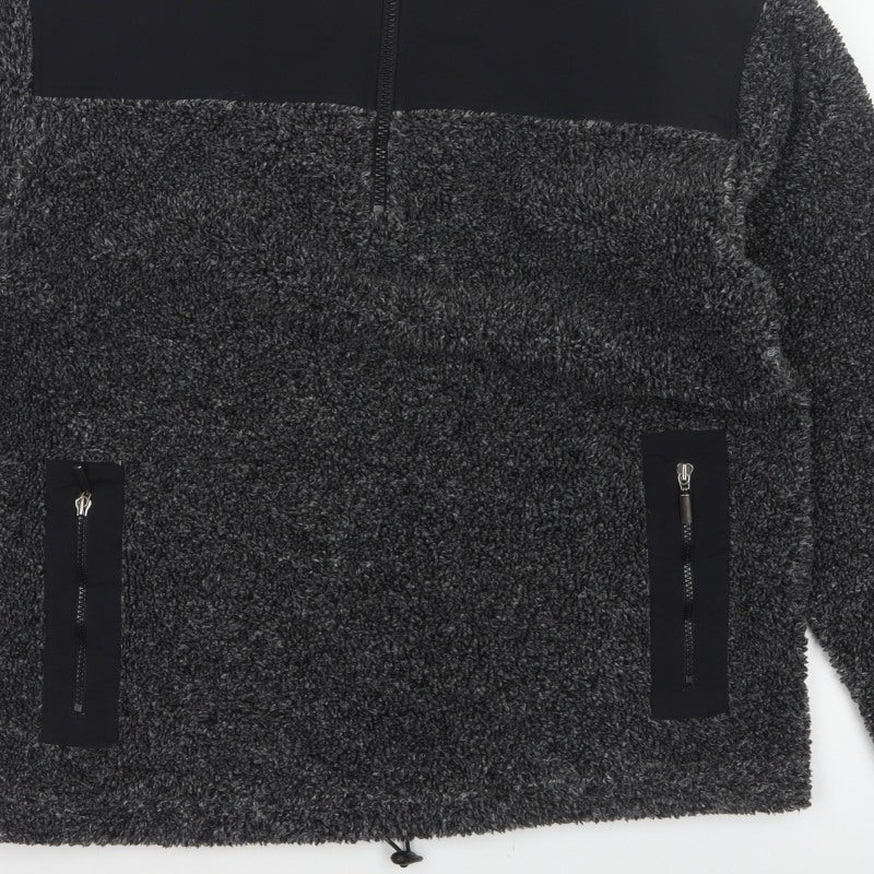 Mississippi Blue Men’s Grey L 1/4 Zip Borg Fleece Pullover Sweatshirt