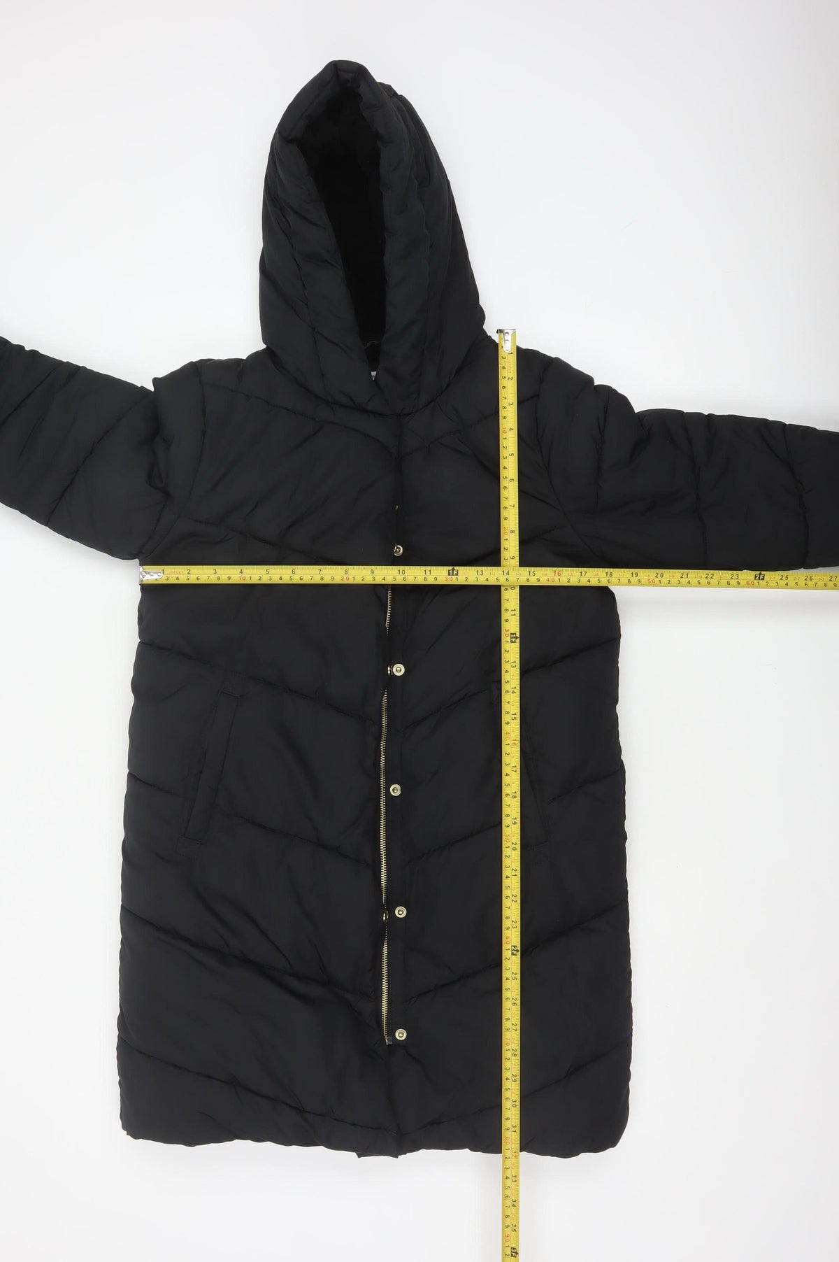 Next Girls Black 11 Years Long Hooded Puffer Coat Quilted
