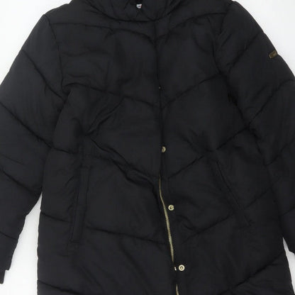 Next Girls Black 11 Years Long Hooded Puffer Coat Quilted