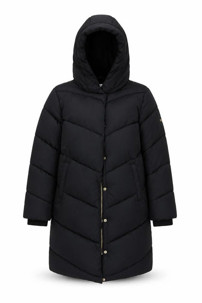 Next Girls Black 11 Years Long Hooded Puffer Coat Quilted
