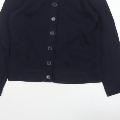 TU Women’s Blue UK 10 Basic Cropped Cotton Button Jacket