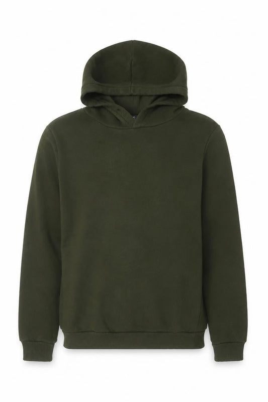 Front view of Koton Casual Men’s Green M Pullover Hooded Fleece Hoodie