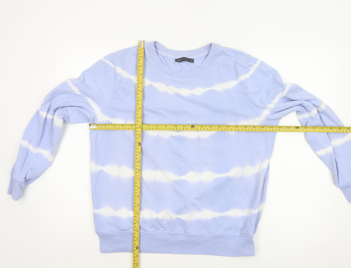 Marks and Spencer Women’s Blue Tie Dye Cotton Sweatshirt Size 14
