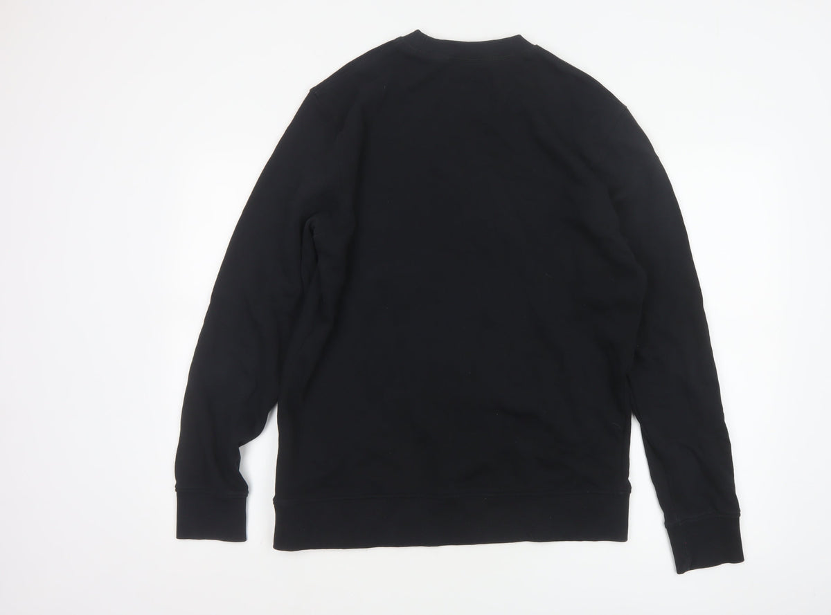 Jack & Jones Men’s Black L Pullover Crew Neck Logo Cotton Sweatshirt