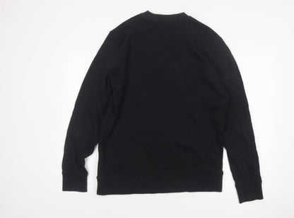 Jack & Jones Men’s Black L Pullover Crew Neck Logo Cotton Sweatshirt
