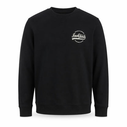 Jack & Jones Men’s Black L Pullover Crew Neck Logo Cotton Sweatshirt